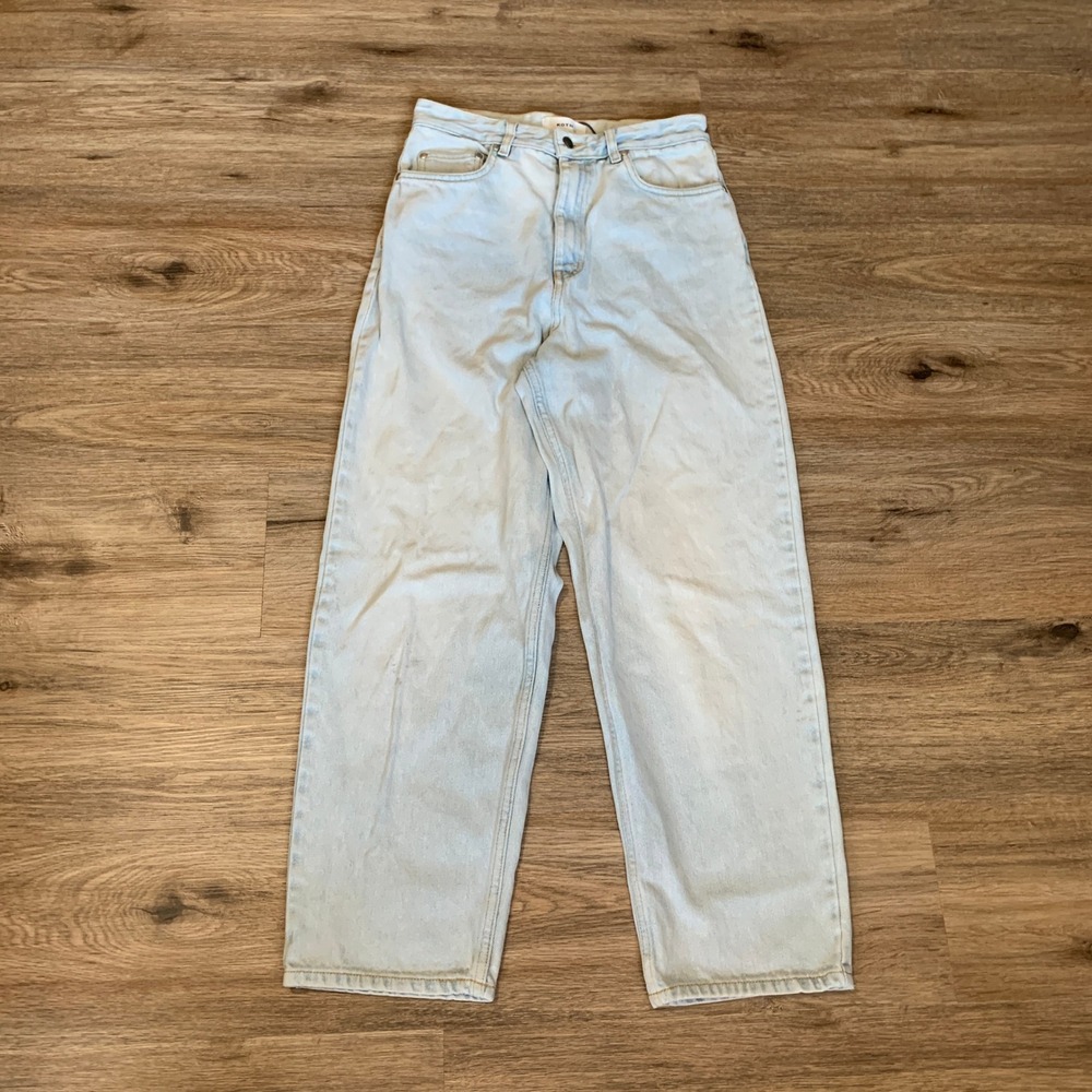 Kotn High Waisted Wide Leg Jeans Light Wash Blue Cotton Size 27